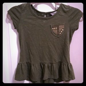 Girls olive green peplum top
